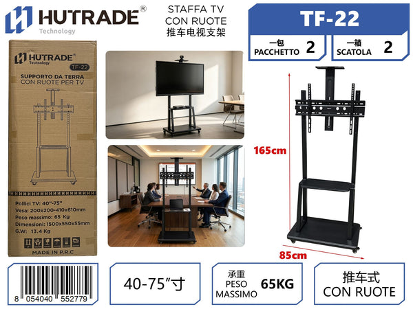 TF-22 STAFFA TV CON RUOTE 32-70 POLLICI