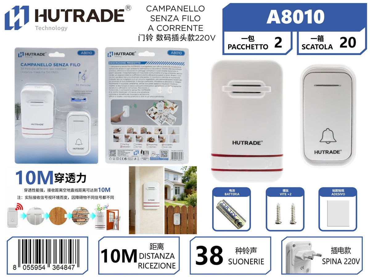 A8010 CAMPANELLO SENZA FILO A CORRENTE 220V