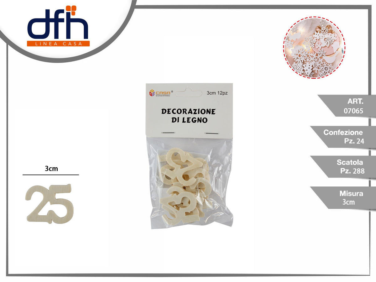 DECORAZIONE DI LEGNO 3 cm 12 pz