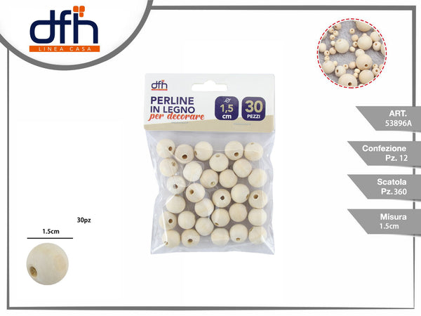 PALLINE IN LEGNO 1.5 cm 30 pz