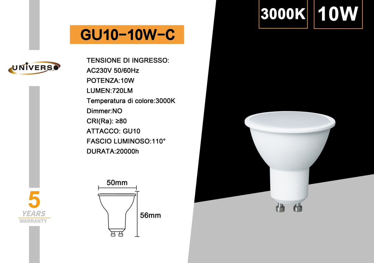 Lampadina Universo – GU10-10W-C