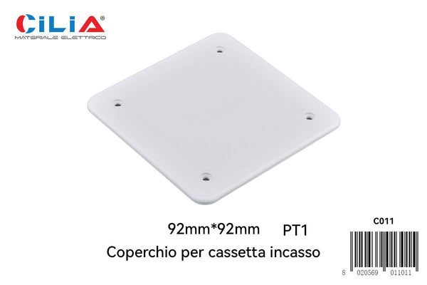 Coperchio per scatola da incasso PT1, 92 × 92 mm
