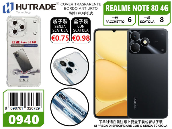 COVER TRASPARENTE BORDO ANTIURTO REALME NOTE 80 4G – 0940 014417