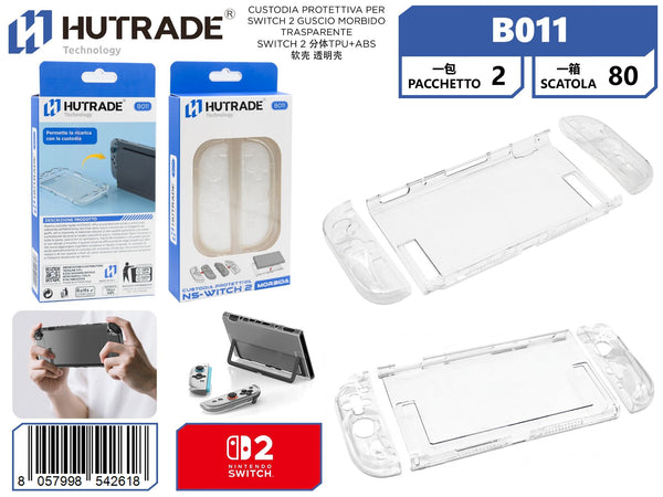 B011 CUSTODIA PROTETTIVA JOYCON PER NINTENDO SWITCH 2 GUSCIO MORBIDO TRASPARENTE