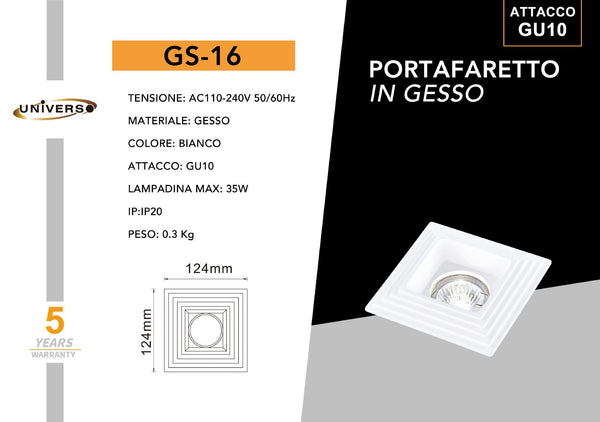 Porta Faretto In Gesso Universo – GS-16