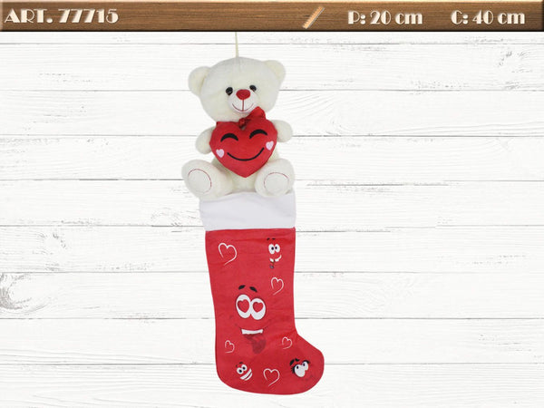 Orso con cuore e calza