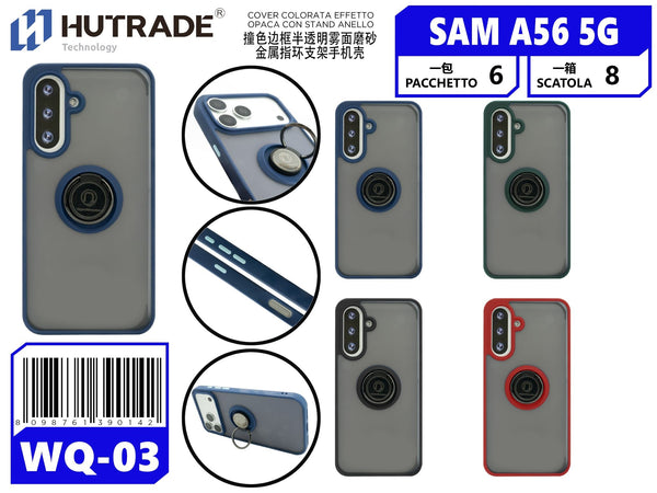 WQ-03 COVER COLORATA EFFETTO OPACA CON STAND ANELLO SAM A56