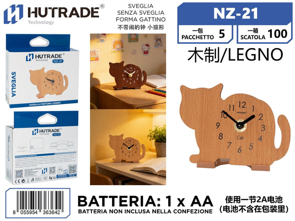Orologio da tavolo NZ-21 a forma di gatto