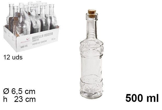 Bottiglia di vetro con tappo di sughero 500 ml