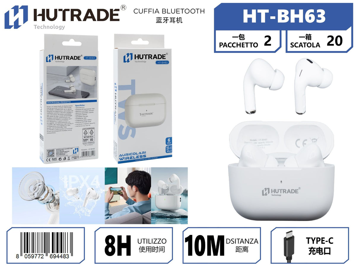 HT-BH63 AURICOLARE BLUETOOTH TWS BIANCO