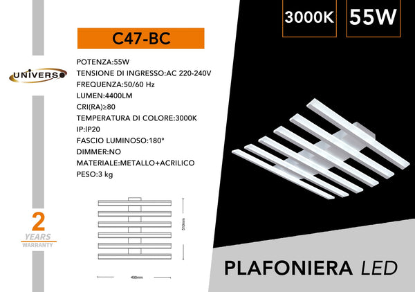 Lampada Da Soffitto Bianco Universo – C47-BC