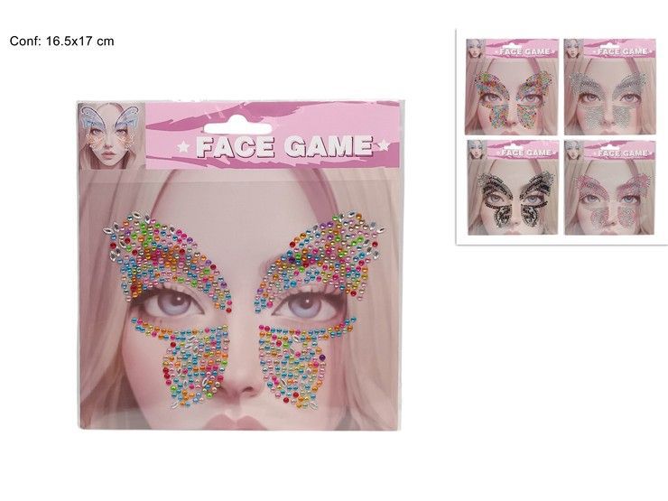 Brillantini strass adesivi per il viso decoro farfalla 4ass.