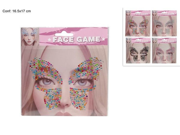 Brillantini strass adesivi per il viso decoro farfalla 4ass.