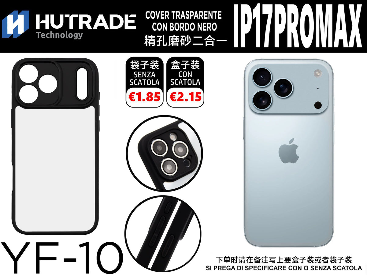 COVER TRASPARENTE CON BORDO NERO IP17 PRO MAX – YF10 660033