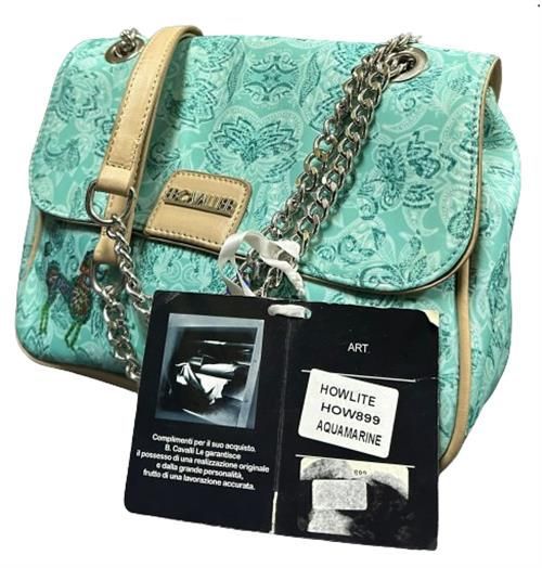 B. Cavalli B Howlite 899, borsa con patta acquamarina