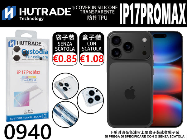 COVER TRASPARENTE BORDO ANTIURTO COPERTURA TOTALE FOTOCAMERA IP17 PRO MAX