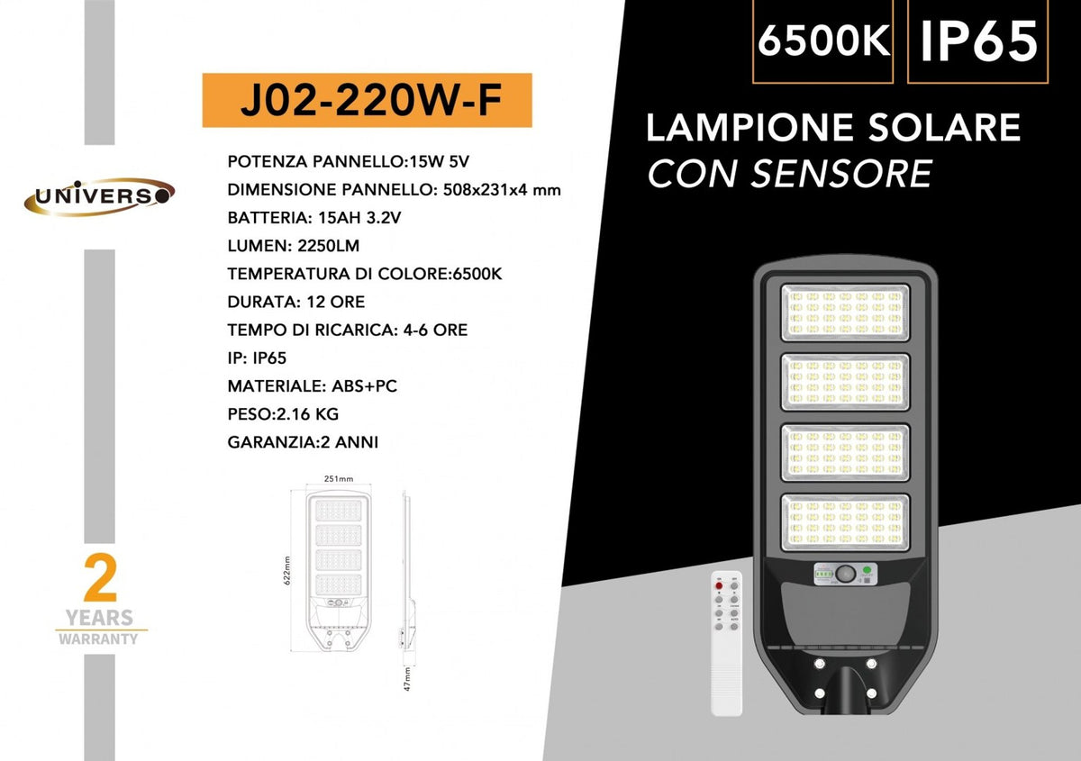 Lampada solare – J02-220W-F