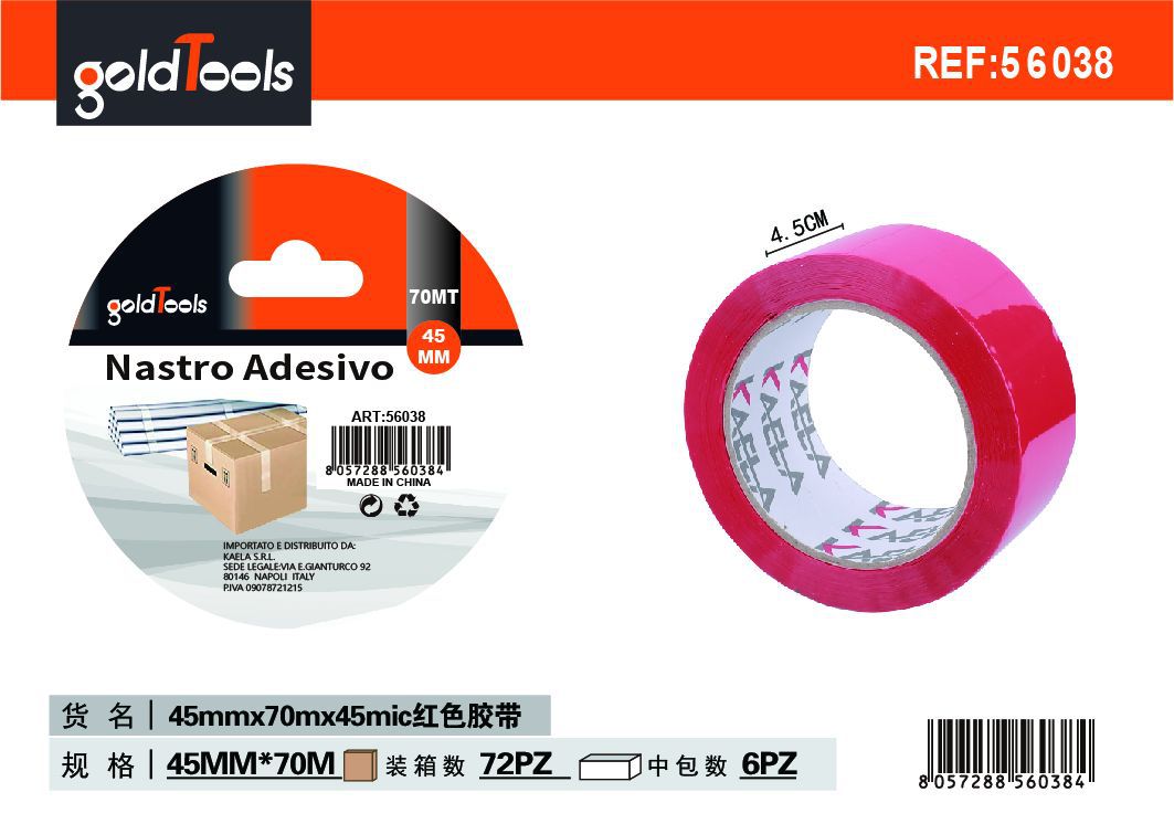 Nastro per imballaggio 45 mm × 70 m da 45 mic