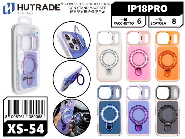 XS-54 COVER COLORATA LUCIDA CON STAND MAGSAFE IP18 PRO