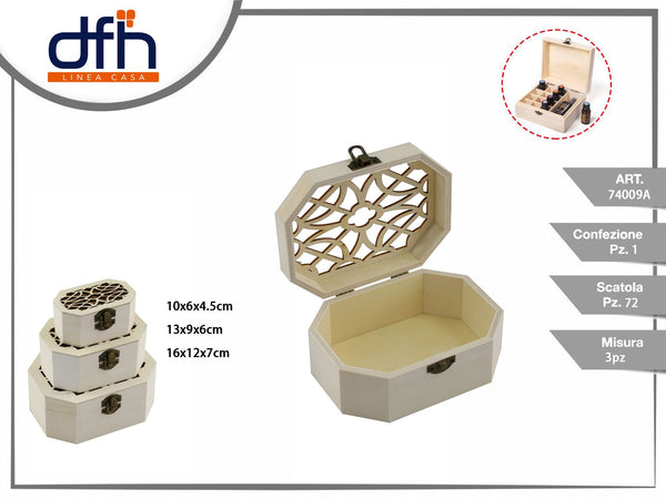 SCATOLA DI LEGNO 3 pz