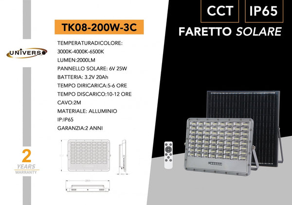 Faretto Solare Universo – TK08-200W-3C