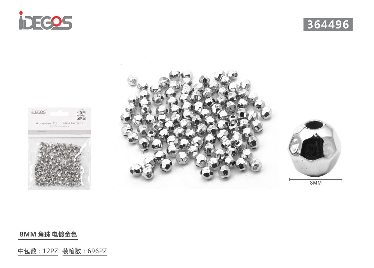 Perline decorative sfaccettate, 8 mm