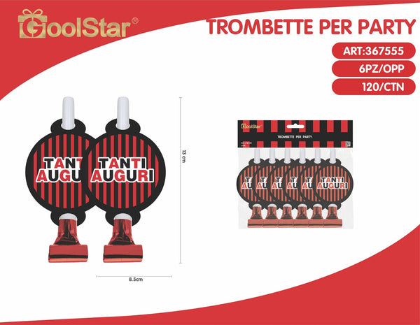Accessori festa trombetta rosso nero