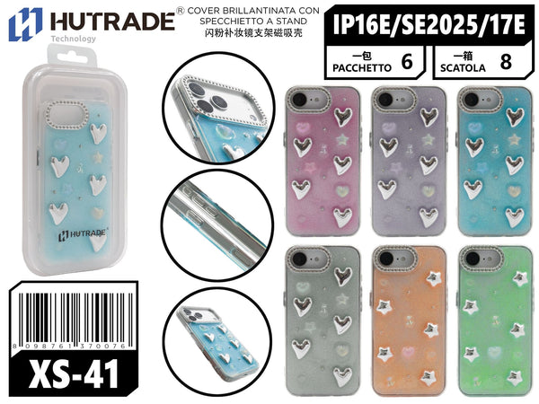 XS-41 COVER ACRILICO BRILLANTINATA FORMA CUORICINI IP16E/SE 2025/IP17E