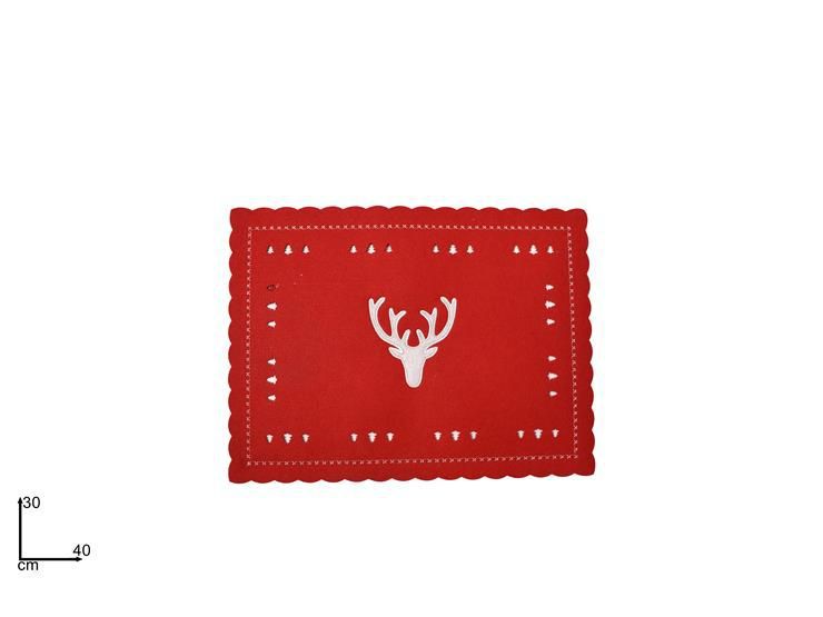 Tovaglietta feltro rosso c/renna 40 × 30 gld-15723-40