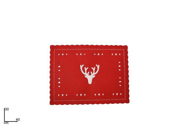 Tovaglietta feltro rosso c/renna 40 × 30 gld-15723-40