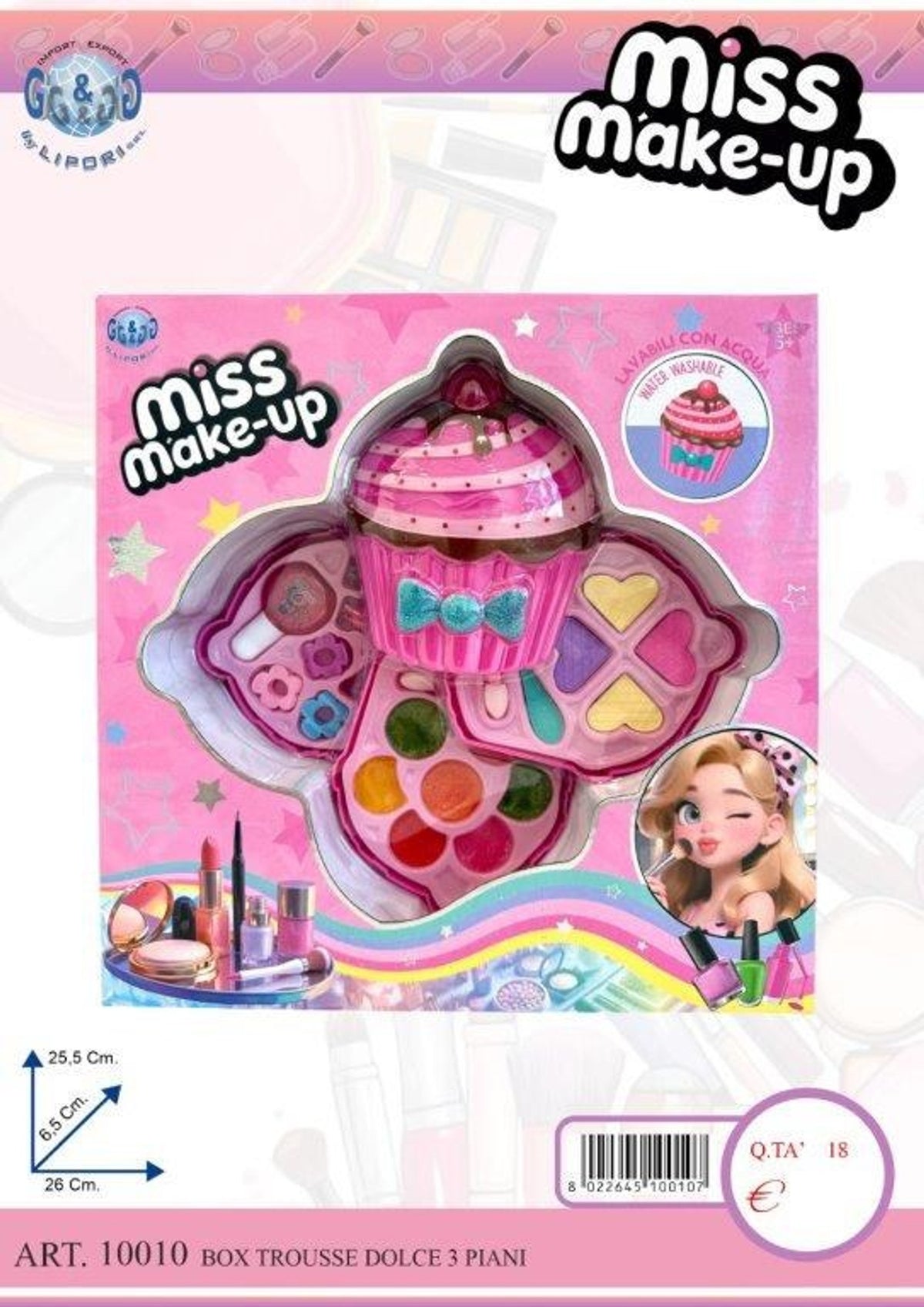 Cofanetto trucco MissMakeup a forma di dolce, 3 piani