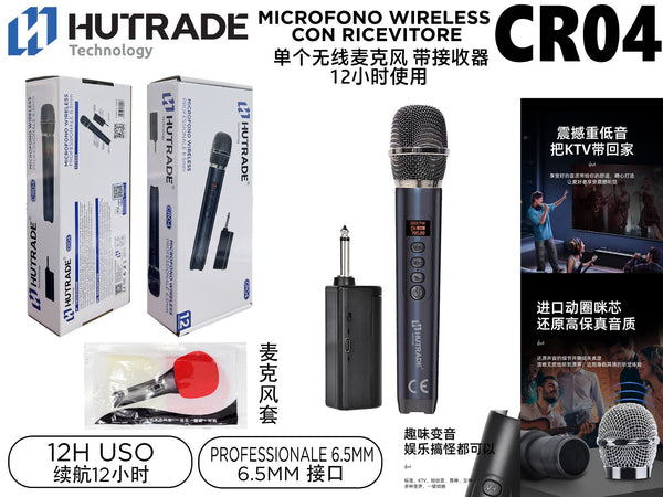 CR04 SINGOLO MICROFONO WIRELESS CON RICEVITORE 12H USO