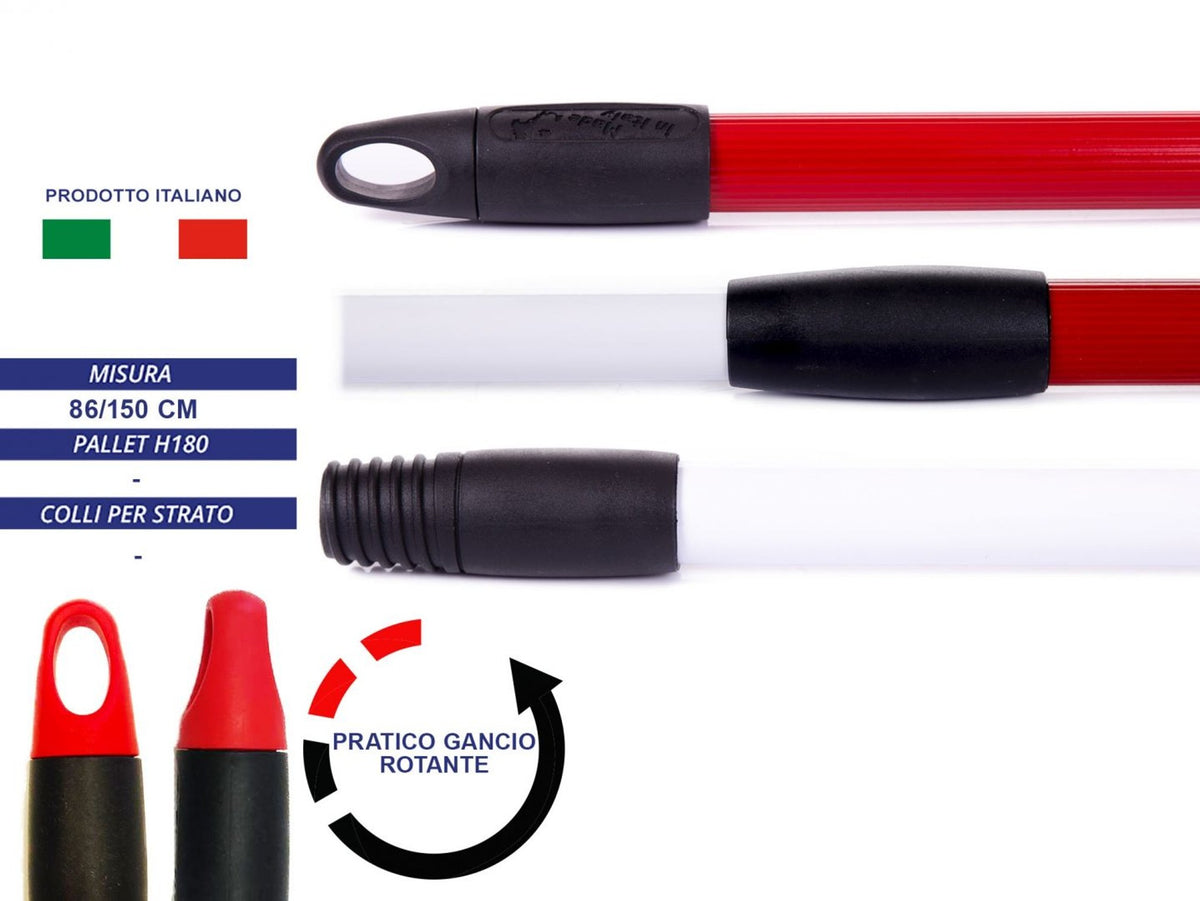 Manico telescopico 86/150 rosso girevole