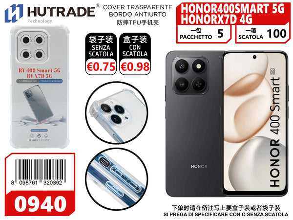 COVER TRASPARENTE BORDO ANTIURTO HONOR X7D 4G/HONOR 400 SMART 5G – 0940 014382