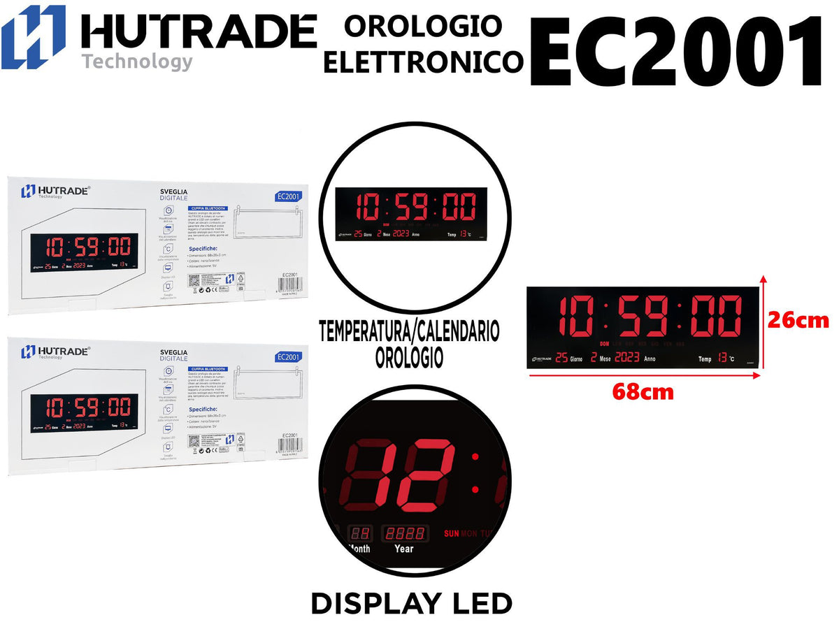 EC2001 OROLOGIO DA PARETE DIGITALE MULTIFUNZIONE