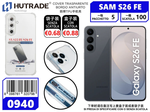 0940 COVER TRASPARENTE TPU BORDI RINFORZATI ANTIURTO SAM S26FE