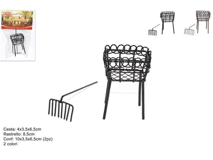Cesta c/rastrello 2 colori art. hw192342-bk/rt
