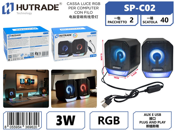 SP-C02 CASSA PER COMPUTER CON FILO E BLUETOOTH LUCE RGB