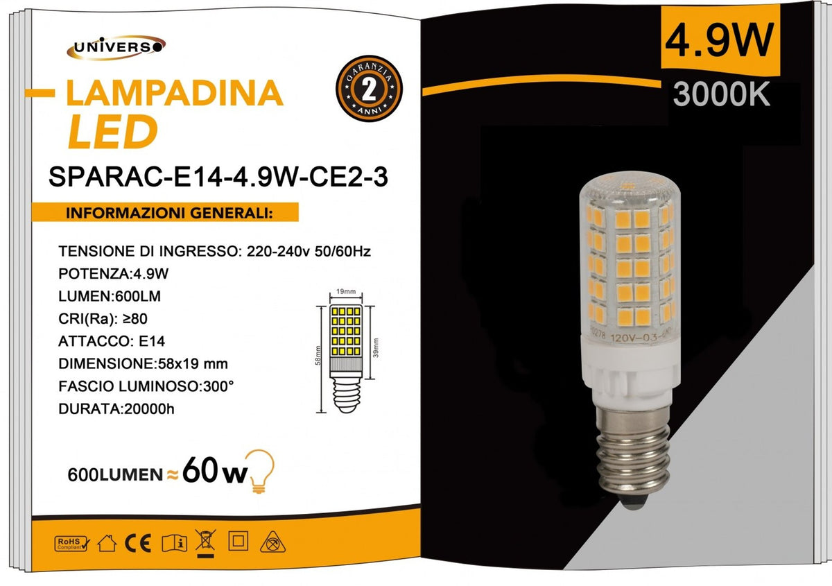 Lampadina LED Universo – SPARAC-E14-4.9W-CE2-3