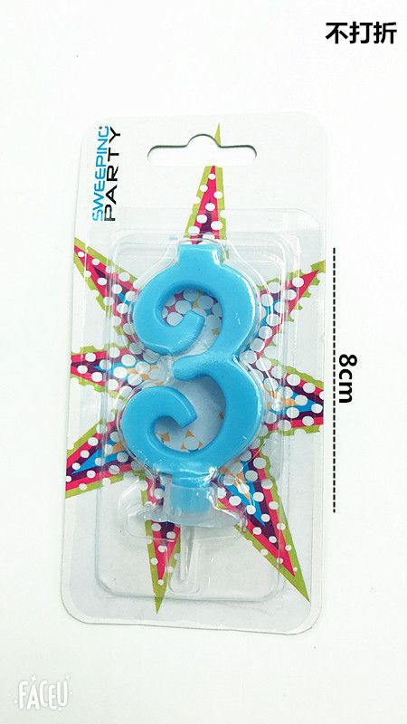 Candelina 9 cm Nr.3 Colore Celeste