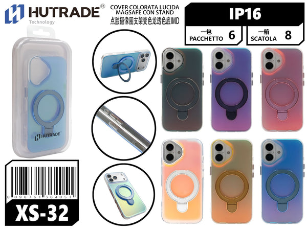 XS-32 COVER COLORATA LUCIDA MAGSAFE CON STAND IP16