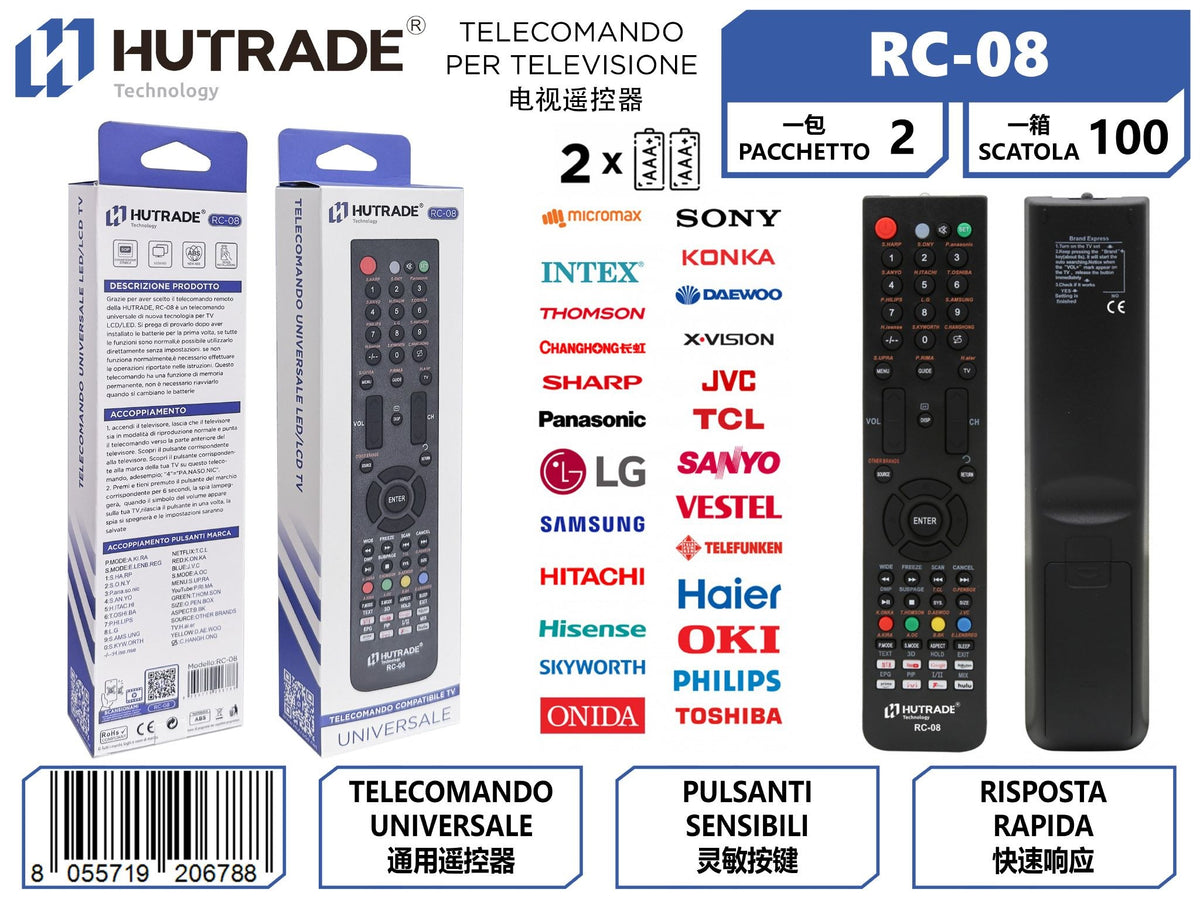 RC-08 TELECOMANDO PER TELEVISIONE UNIVERSALE