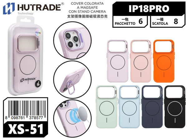 XS-51 COVER COLORATA A MAGSAFE CON STAND CAMERA IP18 PRO