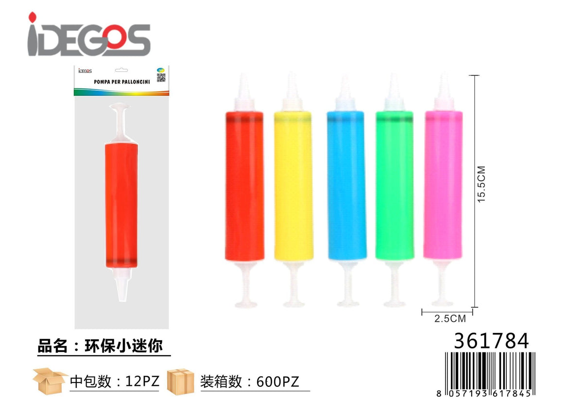 Pompetta mini per palloncini, colori assortiti