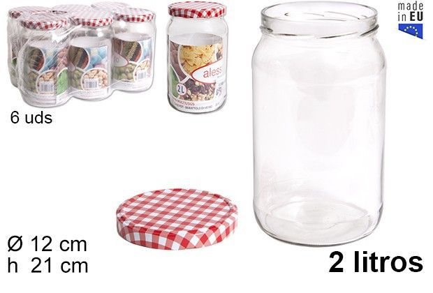Barattolo tondo in vetro con coperchio vichy 2 l.