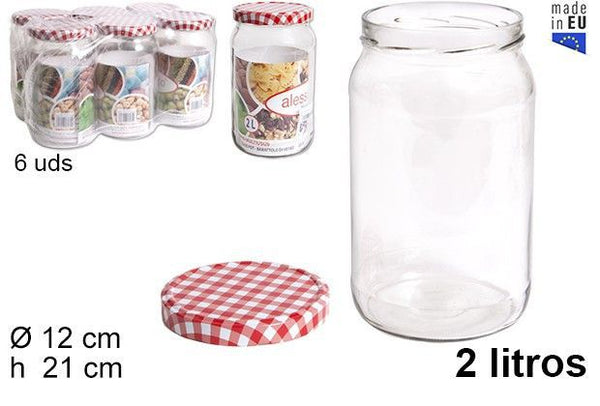 Barattolo tondo in vetro con coperchio vichy 2 l.
