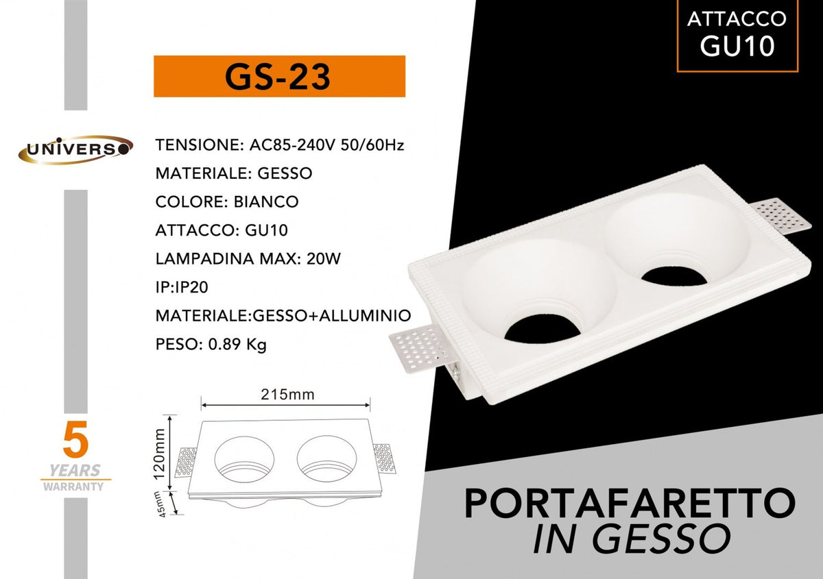 Porta Faretto In Gesso Regolabile Universo – GS-23