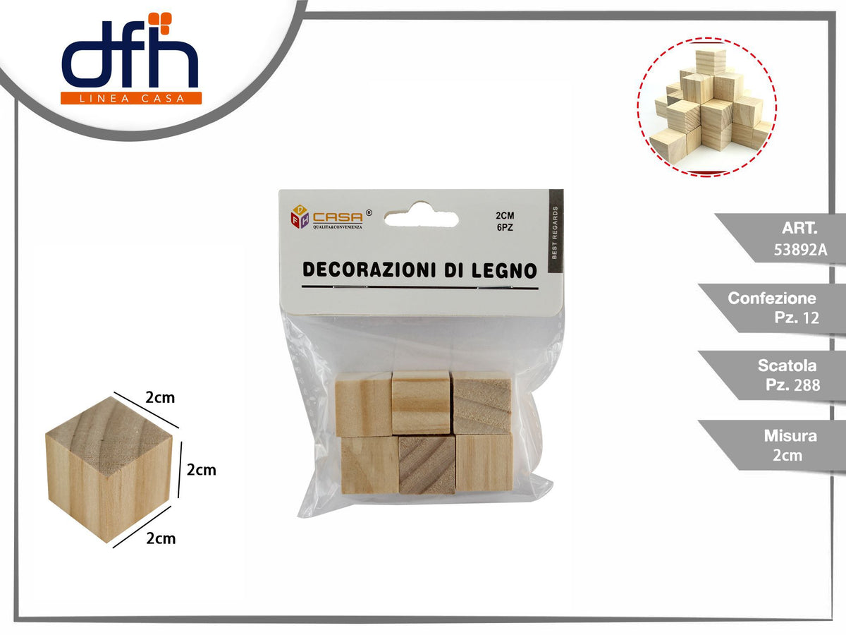 DECORAZIONI DI LEGNO 2 cm 6 pz