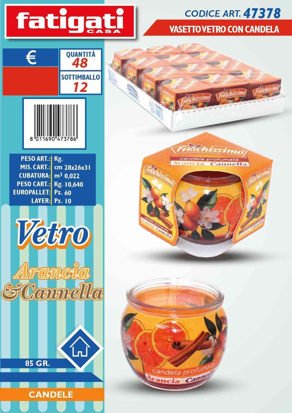 Vasetto vetro c/candela araciacan