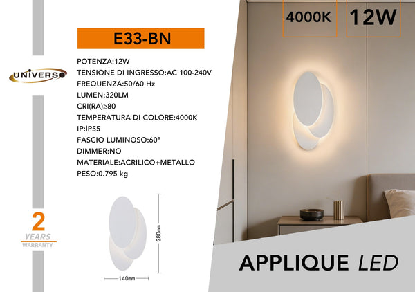Applique Da Muro Universo – E33-BN